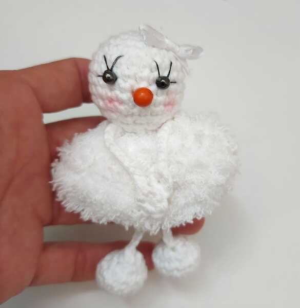 Imán muñeca de nieve amigurumi. Un baúl de princesas